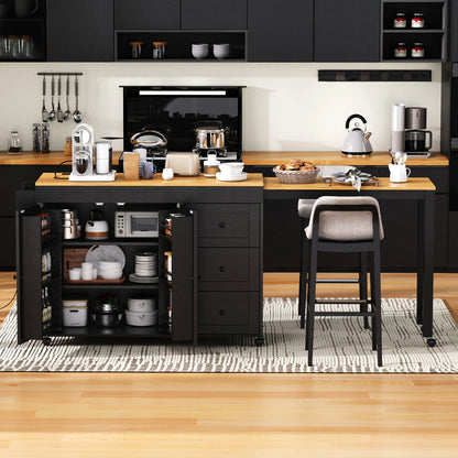 Rolling Kitchen Island On Wheels with Extendable