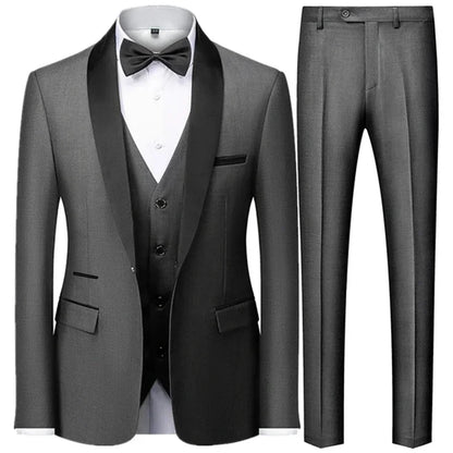 Black Men Autumn Wedding Party Three Pieces