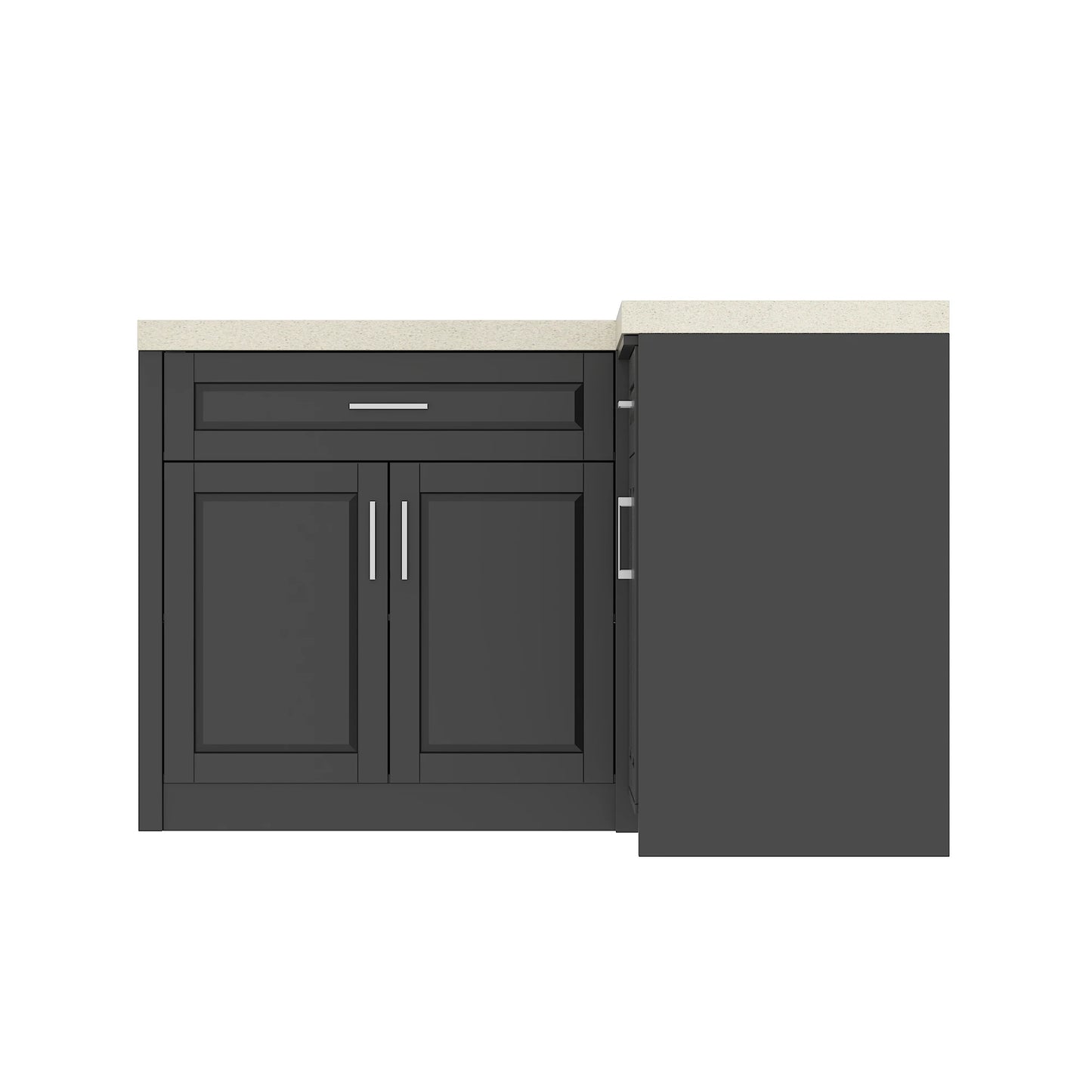 Modern 4-door pantry cabinet with 2 drawers