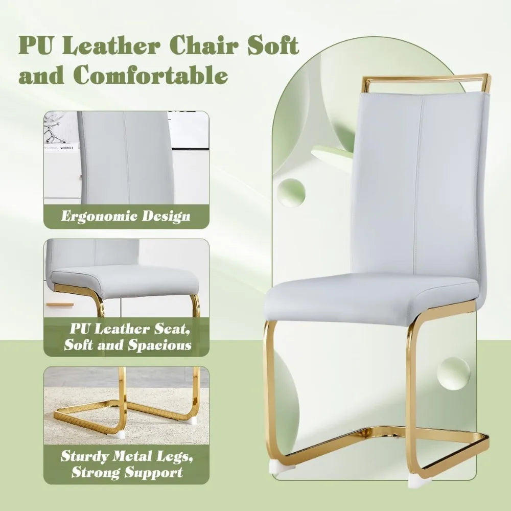 Dining Table Set 6,White Faux Marble Dining