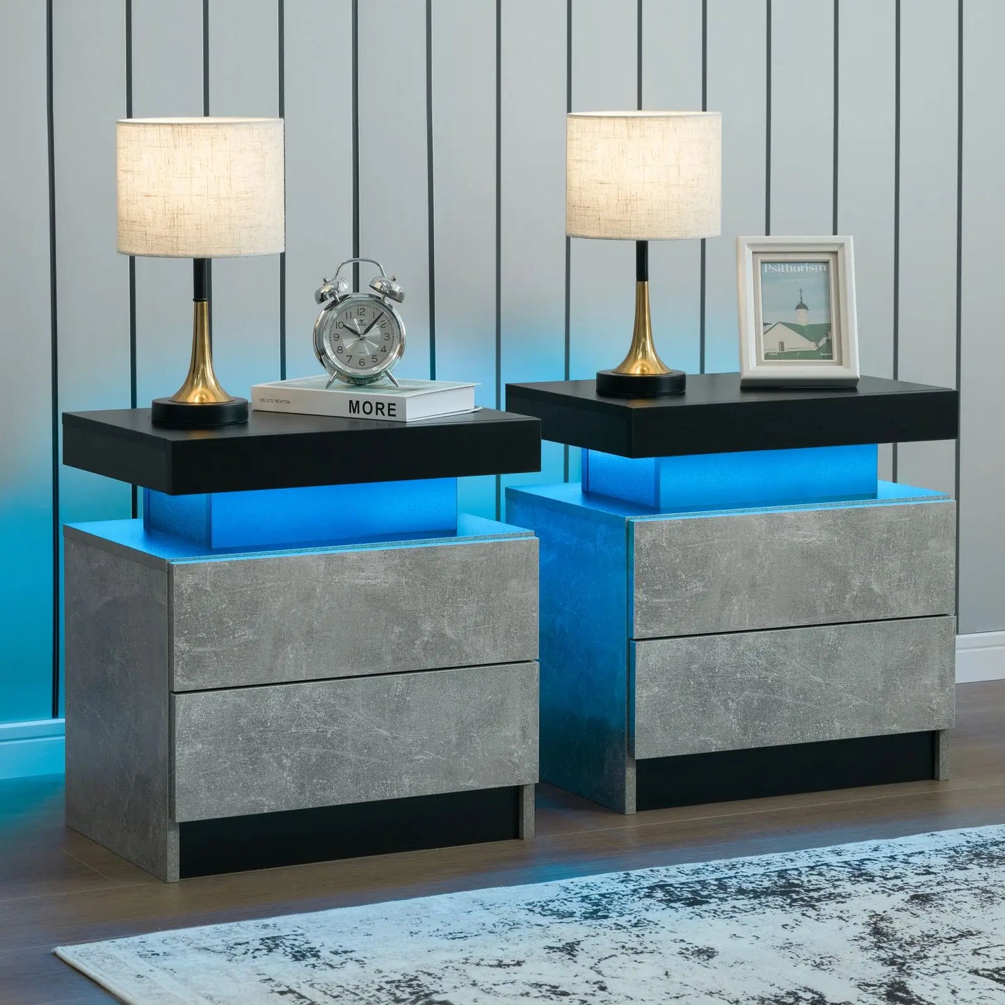 Cubehom Nightstand Set of 2 LED Nightstand
