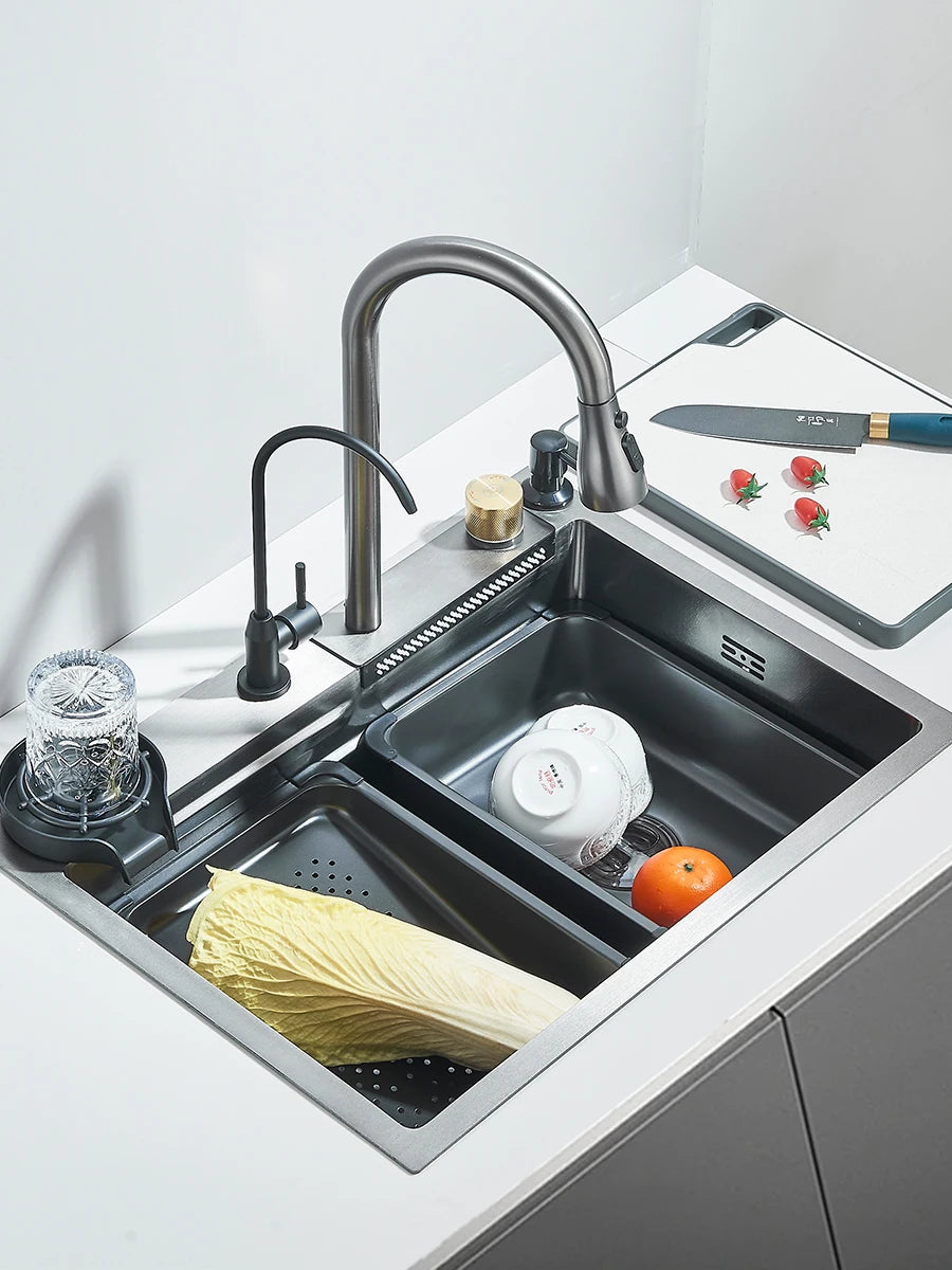 304 Waterfall Kitchen Sink 60*45cm Stainless Steel