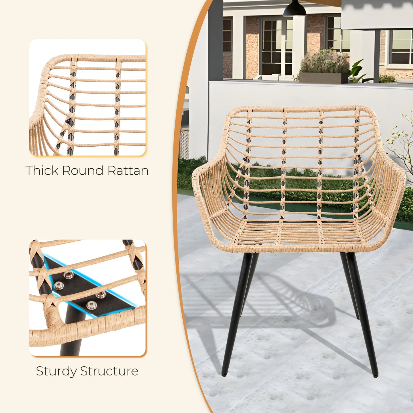 5 Piece Patio Furniture Set, Outdoor Wicker