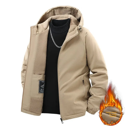 Mens Hooded Autumn and Winter Loose Fleece