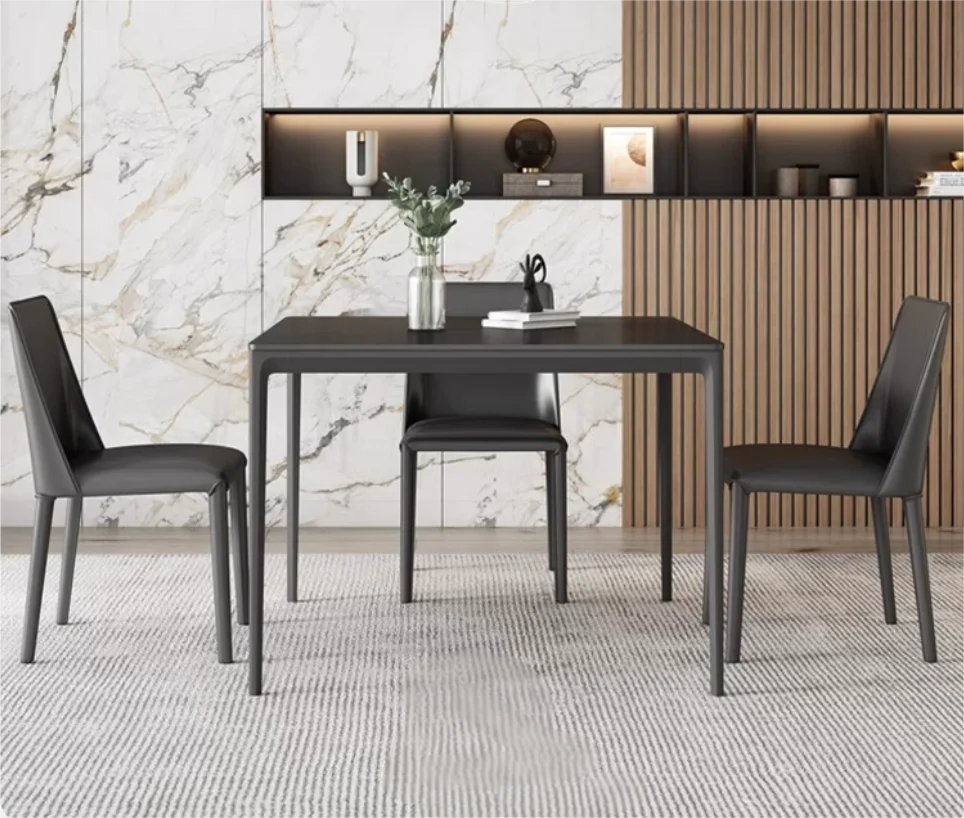 2 People Dining Table Space Saver 4 Seater Dinette Sets Stainless Aluminum Leg Frame Sintered Stone Top Dining Room Furniture