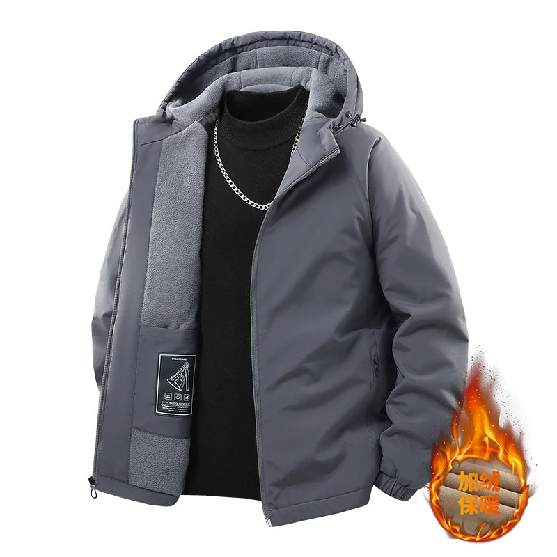 Mens Hooded Autumn and Winter Loose Fleece