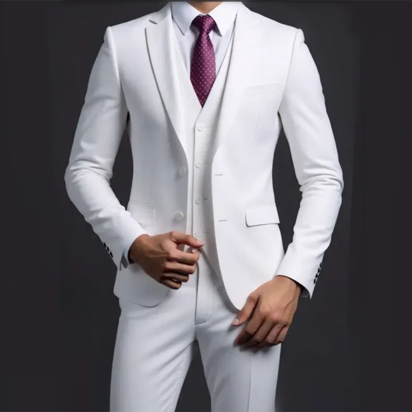 Suit (Blazer+ Vest + Trousers) Men's Fashionable Gentleman Business British Style