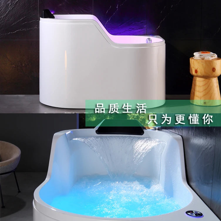 Bathtub Household Small Apartment Seat Surfing Massage Constant Temperature Heating Bubble Shoulder Waterfall Luxury Bathtub