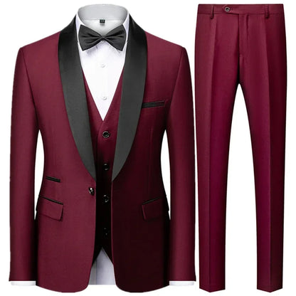 Black Men Autumn Wedding Party Three Pieces