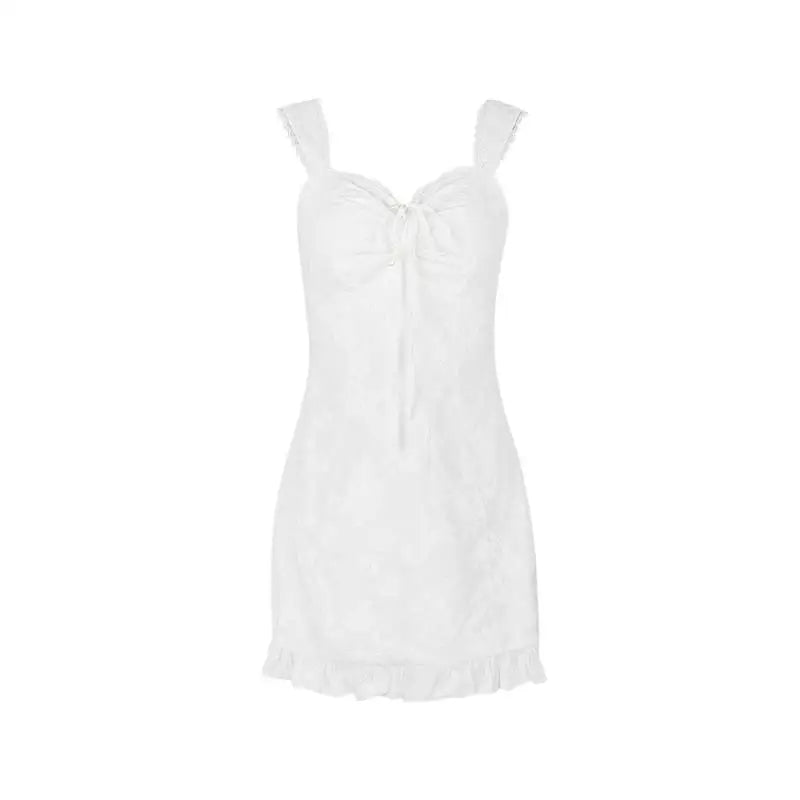 Fashion Summer Dresses 2025 Backless Sexy Streetwear Slim Solid Color Lace Party White