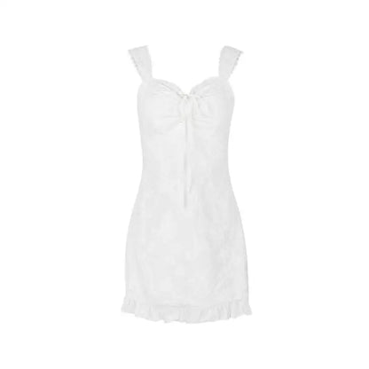 Fashion Summer Dresses 2025 Backless Sexy Streetwear Slim Solid Color Lace Party White