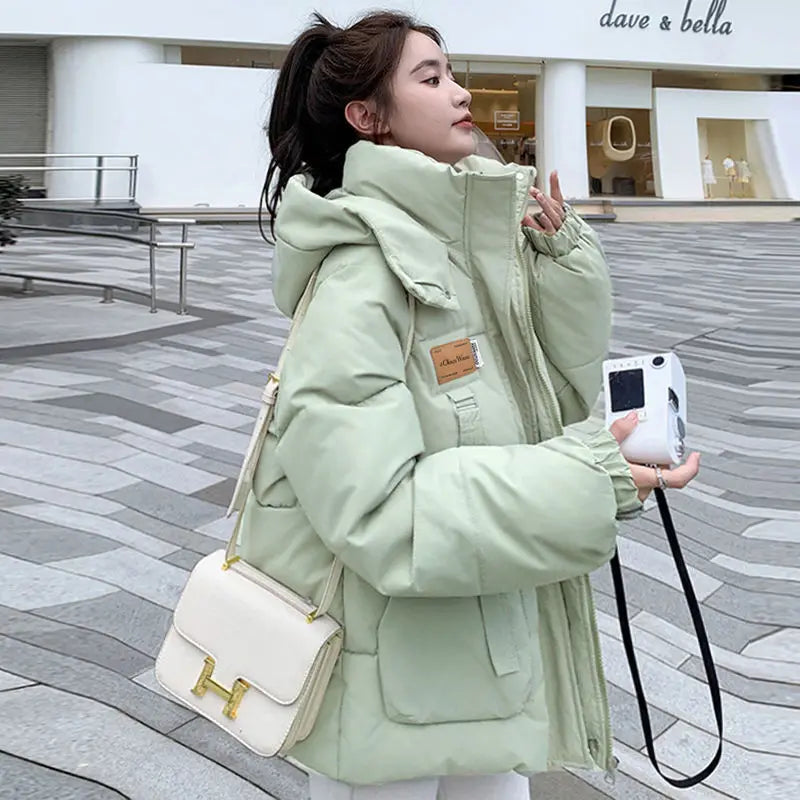 Cotton Clothing Women's 2025 Bread Clothing Short Cotton Clothing Autumn Winter Jacket Thickened Hooded Light and Warm