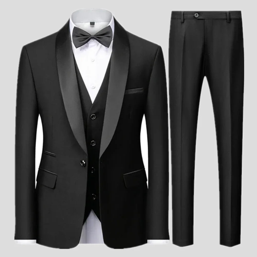 Black Men Autumn Wedding Party Three Pieces