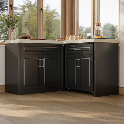 Modern 4-door pantry cabinet with 2 drawers