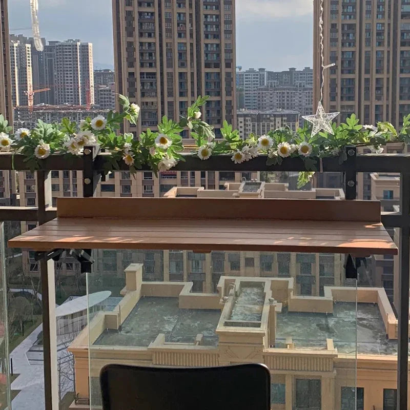 Portable Folding Desk Balcony Tables Multifunctional Hanging Railing