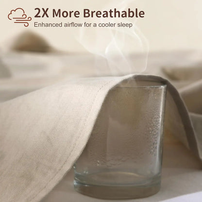 100% French Pure Linen Sheet(1 Piece), Breathable, Soft and Durable Pure Linen Sheet, Anti-Tear Linen Bed Sheets for All Seasons