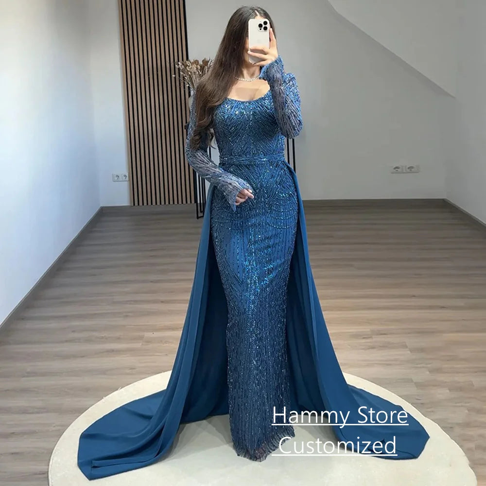 Prom Dress with Detachable Train Customized Scoop