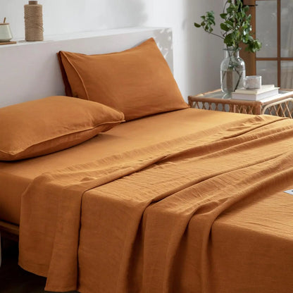 100% French Pure Linen Sheet(1 Piece), Breathable, Soft and Durable Pure Linen Sheet, Anti-Tear Linen Bed Sheets for All Seasons