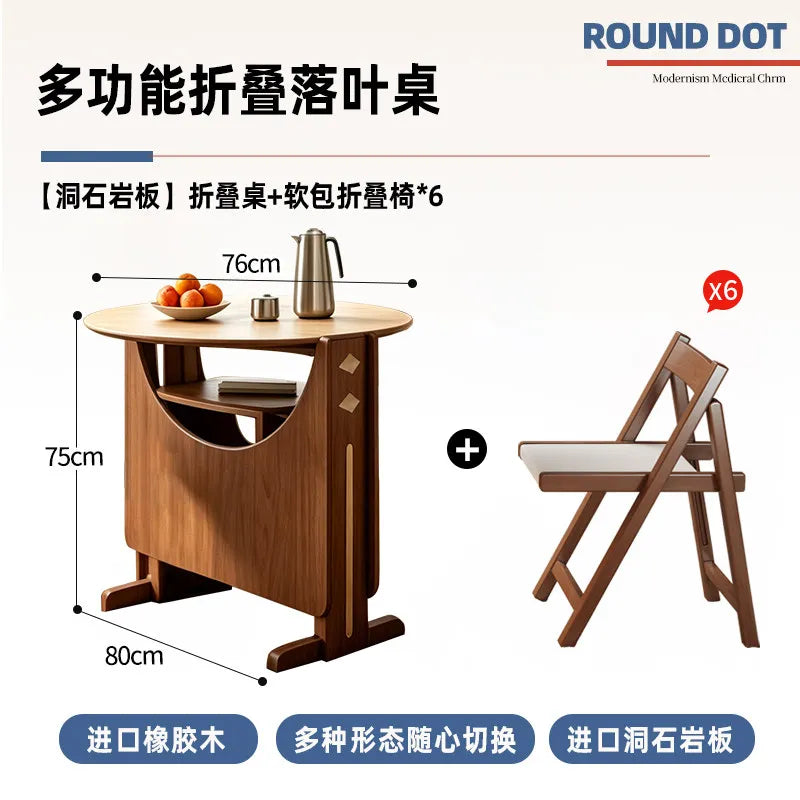 Dinette Foldable Dining Table Round Kitchen Small