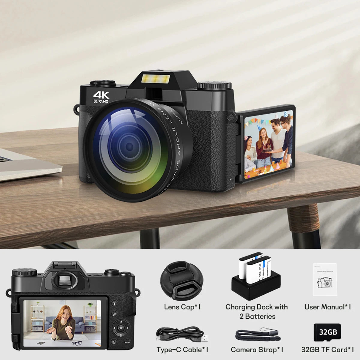 Compact Digital Photography Camera 4K WIFI Webcam