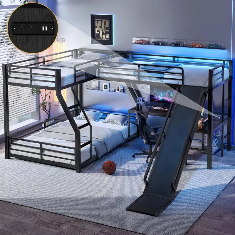 L-Shaped Twin over Full Bunk Bed  Loft
