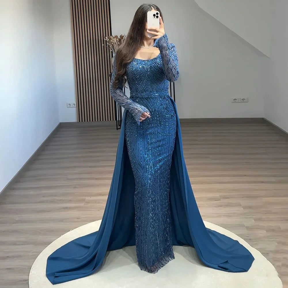 Prom Dress with Detachable Train Customized Scoop