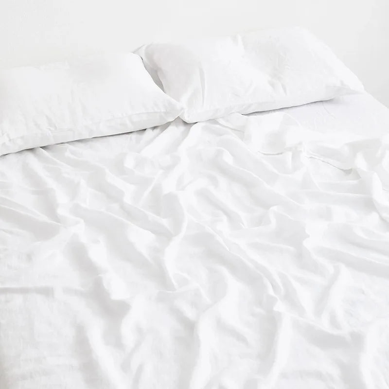 100% Pure Linen Bed Sheet Ultimate Comfort Elegance Flat Sheet Natural Eco-Friendly Breathable Durable Queen California King