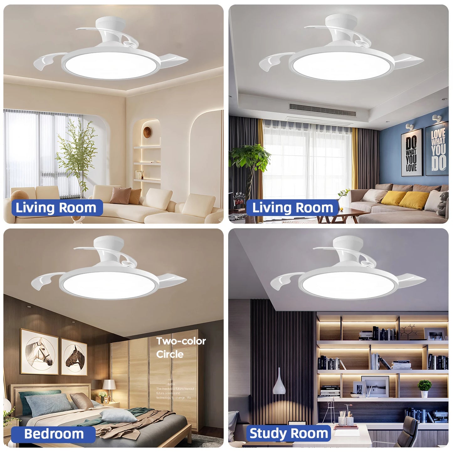 Silent Electric Fan with LED Lamp Smart Remote