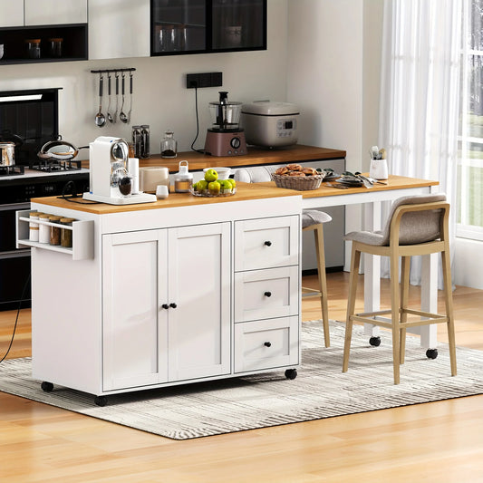 Rolling Kitchen Island On Wheels with Extendable