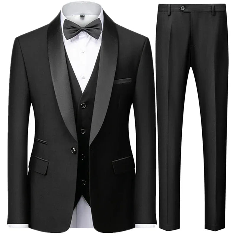 Black Men Autumn Wedding Party Three Pieces