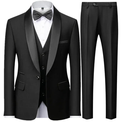 Black Men Autumn Wedding Party Three Pieces