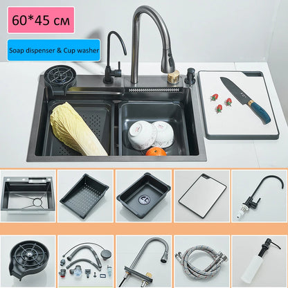 304 Waterfall Kitchen Sink 60*45cm Stainless Steel