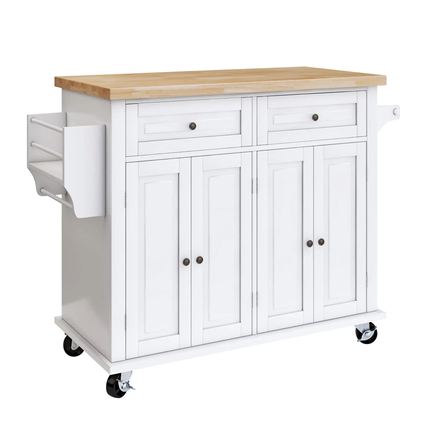 Kitchen Island on Wheels with Storage Cabinets