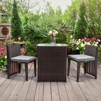 3 PCS Wicker Outdoor Patio Bistro Set, Patio