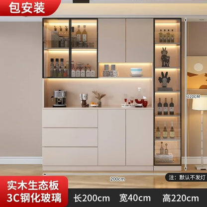 Large Modern Kitchen CabinetHutch Storage Sideboards Freestanding Kitchen Pantry with Glass Doors and Drawers