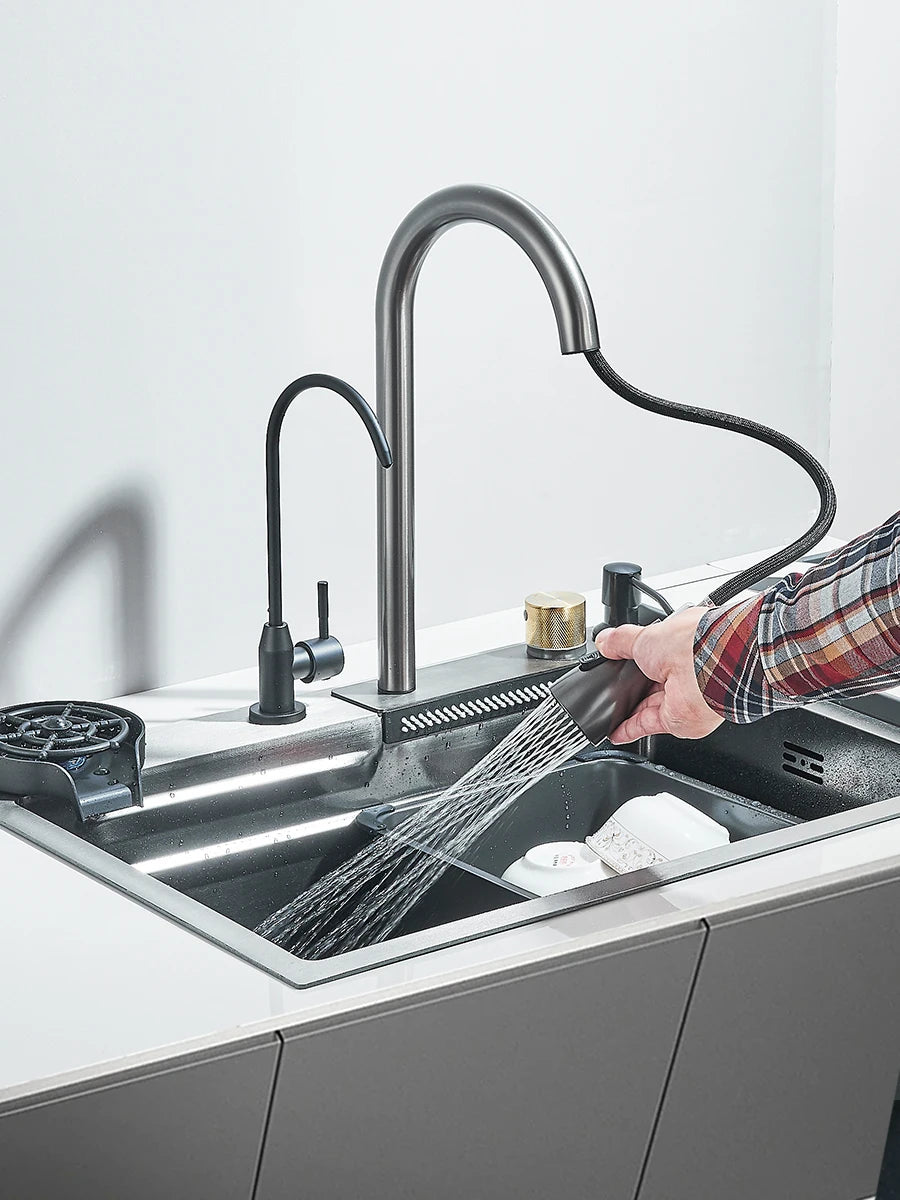 304 Waterfall Kitchen Sink 60*45cm Stainless Steel