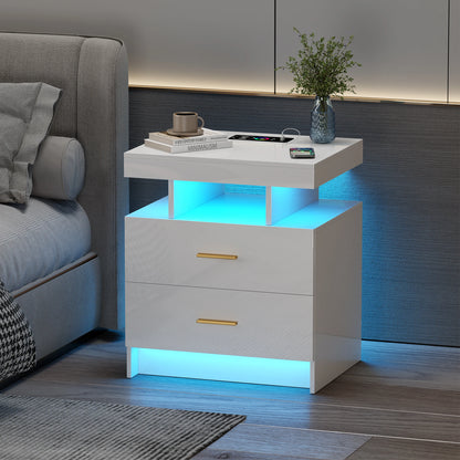 JDPAG LED Nightstand, RGB Black Night Stand