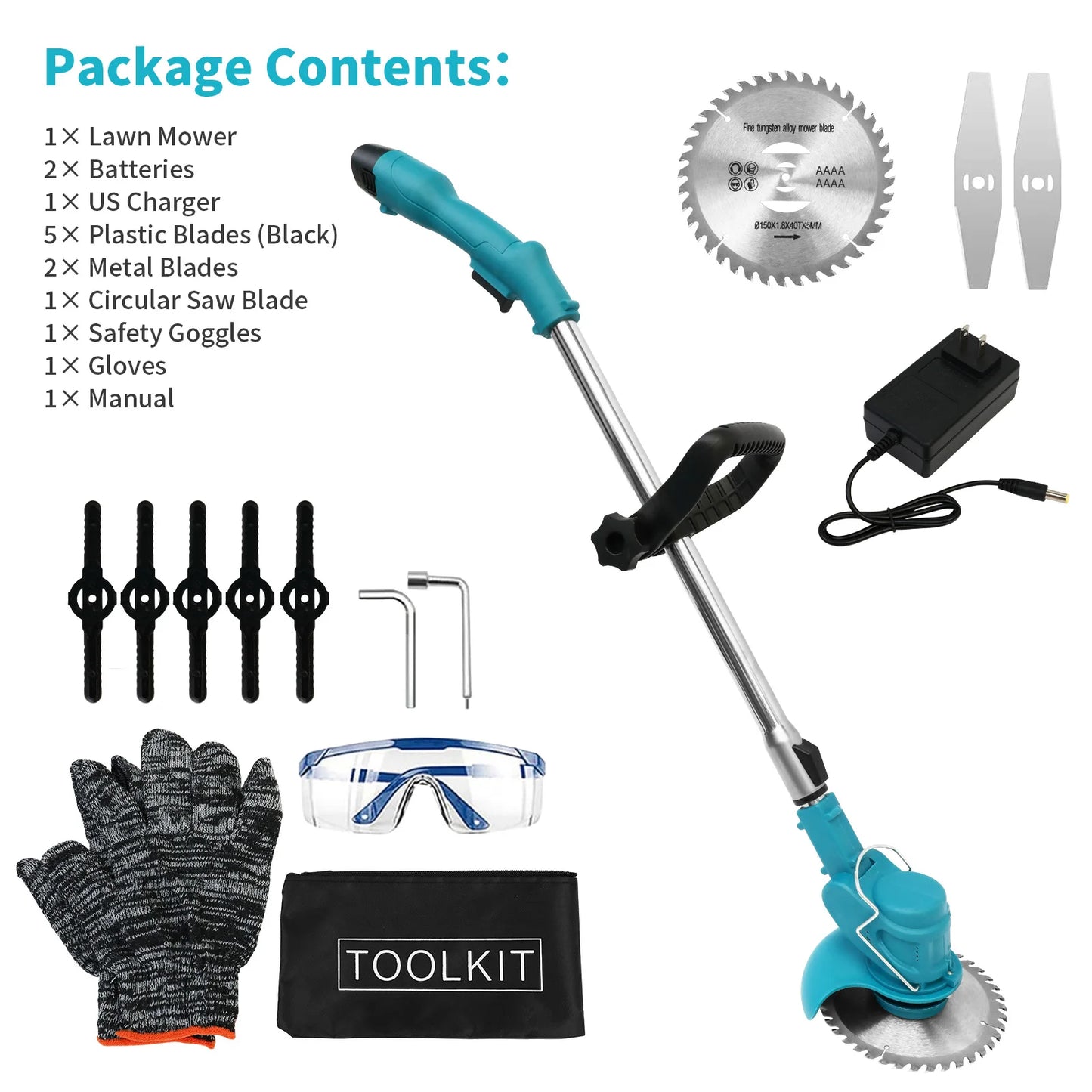 Cordless Lawn Mower Electric Grass Trimmer 12V