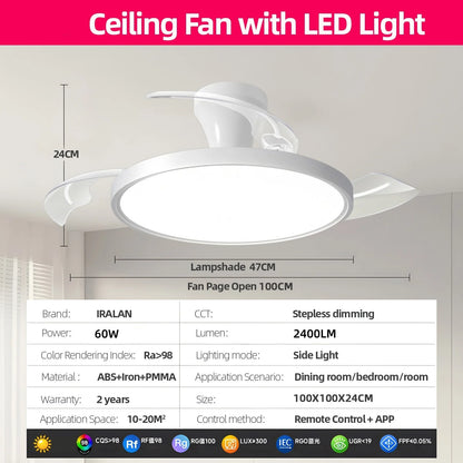 Silent Electric Fan with LED Lamp Smart Remote