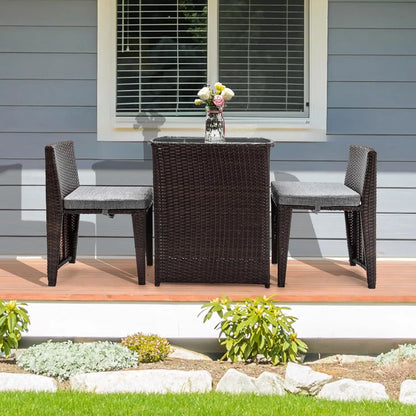 3 PCS Wicker Outdoor Patio Bistro Set, Patio