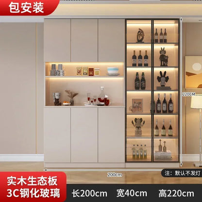 Large Modern Kitchen CabinetHutch Storage Sideboards Freestanding Kitchen Pantry with Glass Doors and Drawers