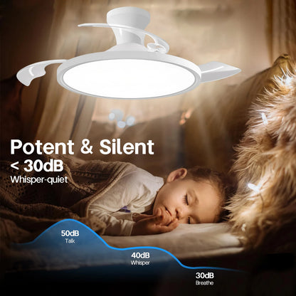 Silent Electric Fan with LED Lamp Smart Remote