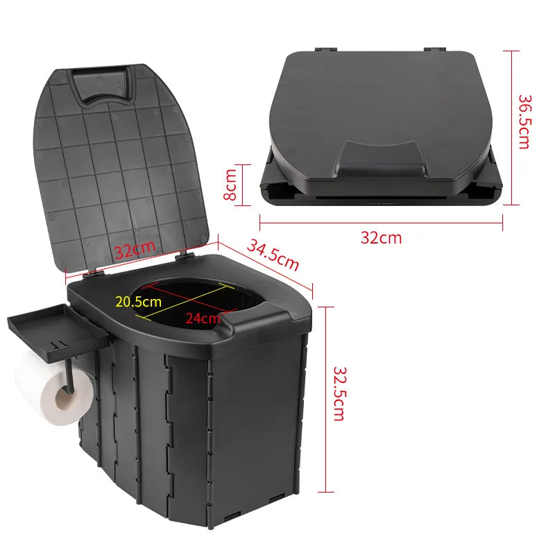 Outdoor folding toilet with lid, camping toilet,