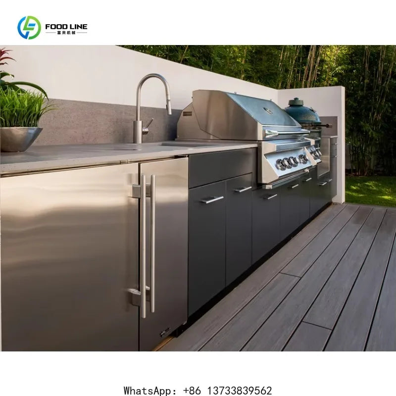Customized Bestselling Custom Outdoor Kitchen Modern Design Modern Modular Stainless Steel Cabinets