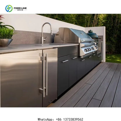 Customized Bestselling Custom Outdoor Kitchen Modern Design Modern Modular Stainless Steel Cabinets