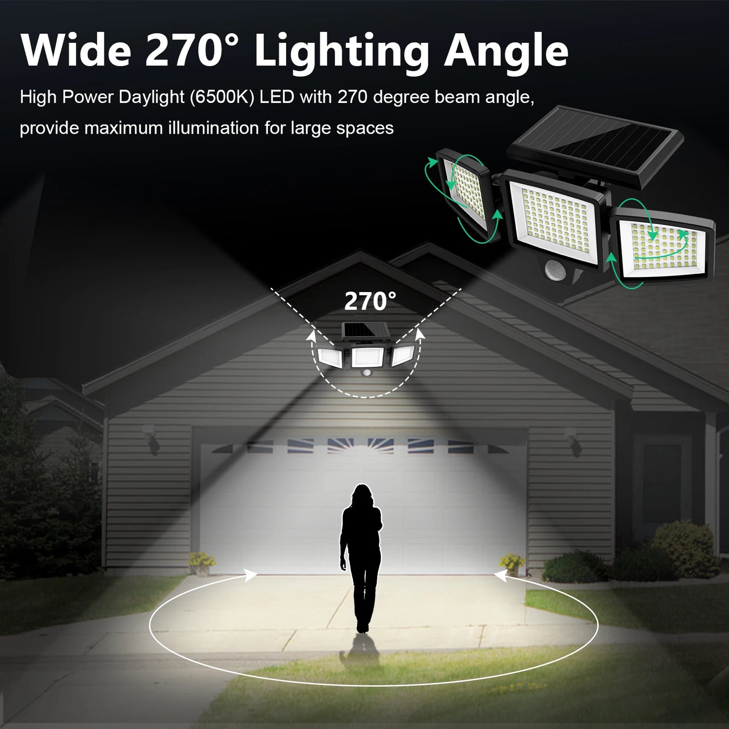 (5/4/3/2/1 pcs) 3-Head Solar Outdoor
