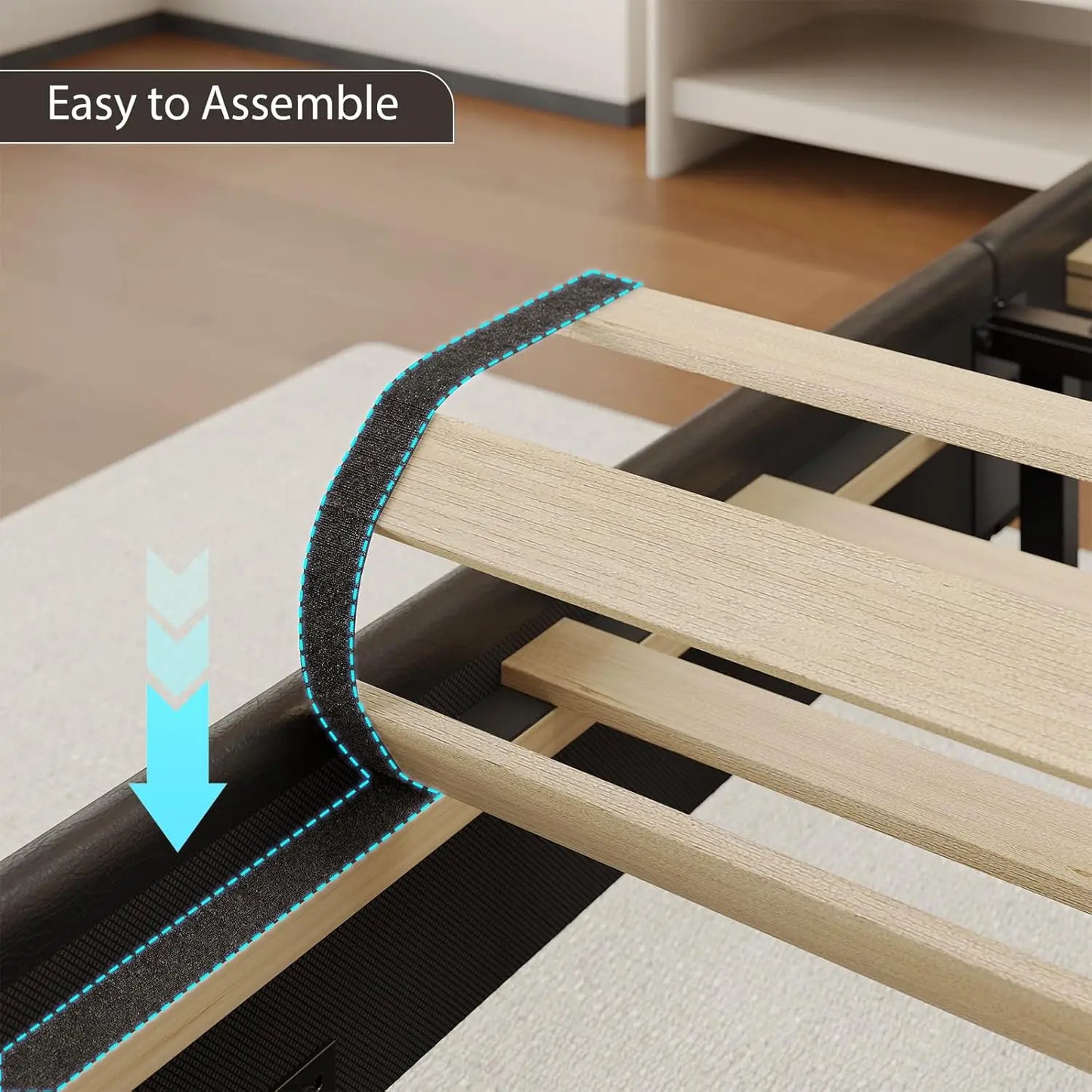 Floating Bed Frame King with Storage  Headboard