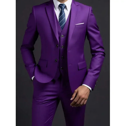 Suit (Blazer+ Vest + Trousers) Men's Fashionable Gentleman Business British Style
