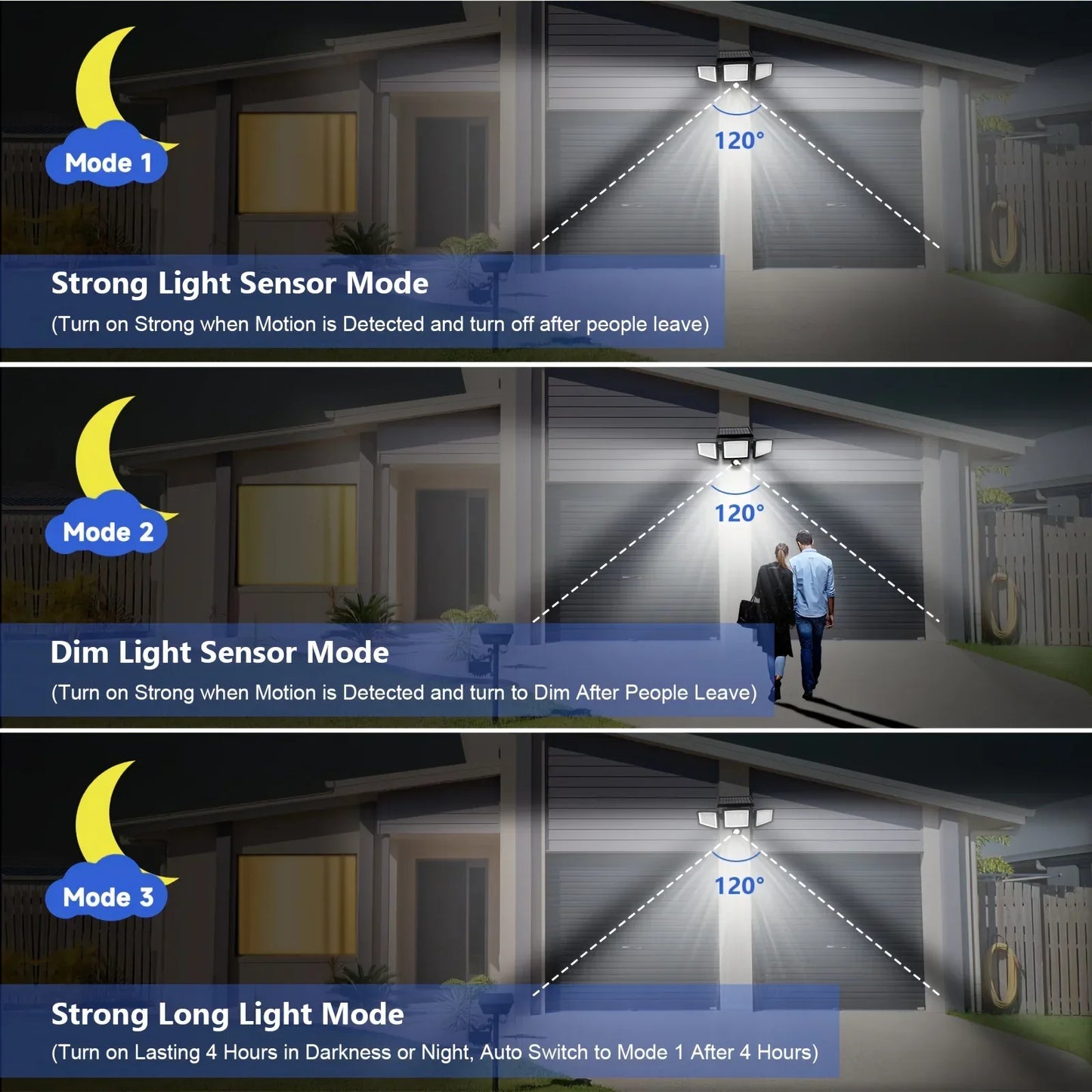 (5/4/3/2/1 pcs) 3-Head Solar Outdoor