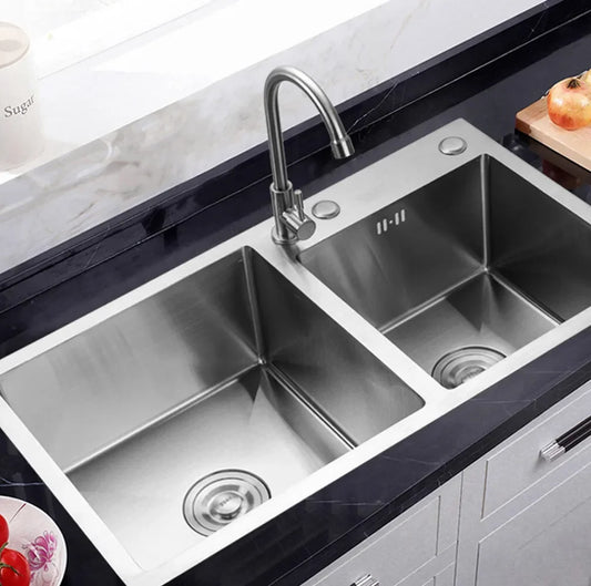 Double Bowl Stainless Steel Drop-in Kitchen Sink Dishwasher Vegetable Sink Home